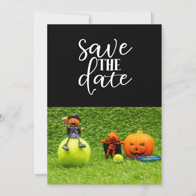 Tennis Halloween fest med tennis boll och spöke Inbjudningar (Framsida)