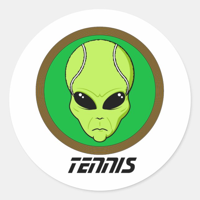 Tennis Head Alien Runt Klistermärke (Framsida)