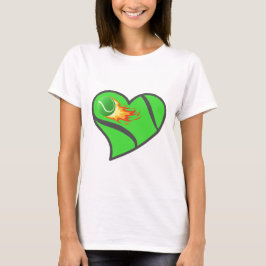 Tennis Heart – Flammande Boll Kärlek till Spelet T Shirt