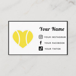 Tennis Heart Kärlek Coach Fire Social Media Modern Visitkort