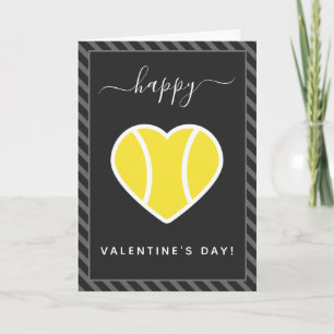 Tennis Heart Valentines Day Sports Theme Stripe Kort