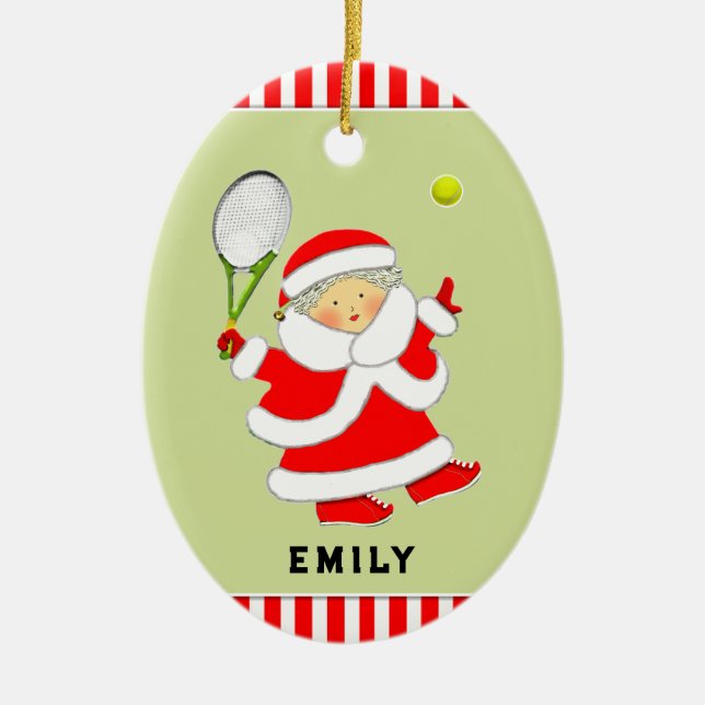 Tennis Helgdag Gift Julgransprydnad Keramik (Framsidan)