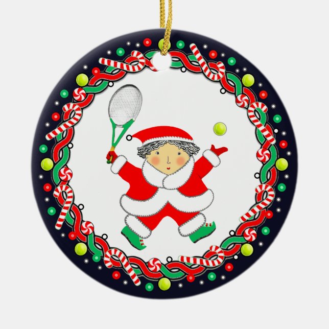Tennis Holiday Present Keramisk Ornament (Framsidan)