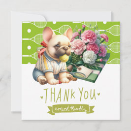 Tennis Hund med Boll och närvarande Tack Kort