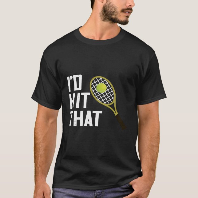 Tennis I D Slå att tennis Racquet Tennis Player R T Shirt (Framsida)