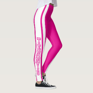 Tennis i shock rosa- och vittypografibrev leggings