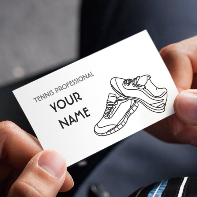 Tennis Instructor Simple Minimalistic Black White Visitkort (Skapare uppladdad)