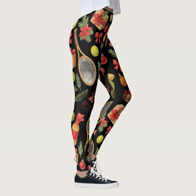Tennis jul-boll och racketpresenter för Party Leggings (Höger)