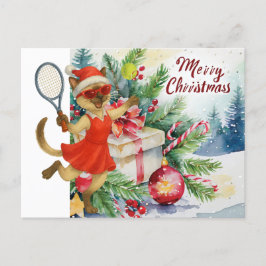 Tennis-jul för Cat Lovers-Helgdag Card Helg Vykort
