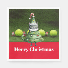 Tennis-jul för spelare som kärlek Cat Pappersservett