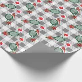 Tennis-jul, grått-vita buffalo plaid presentpapper