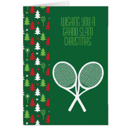 Tennis 🎾 🎄 ❄️ jul, grönt, rött och vitt hälsningskort