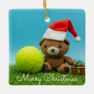 Tennis-jul med nalle och prydnadsföremål julgransprydnad keramik