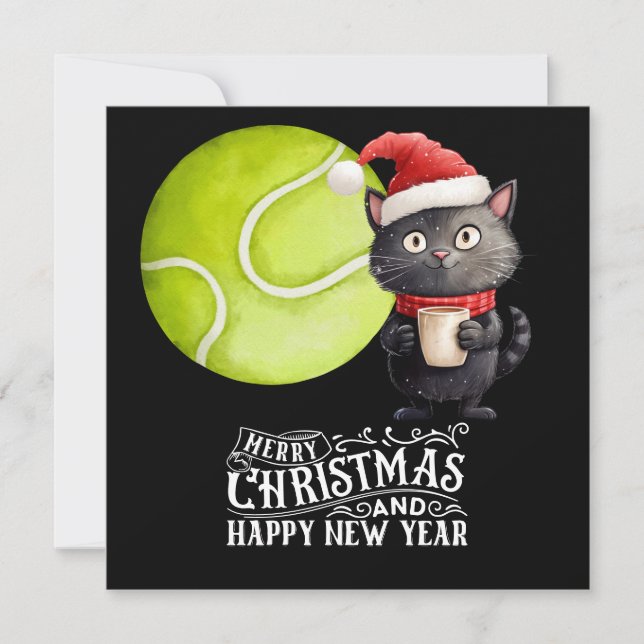 Tennis-jul med Santa Cat Julkort (Framsida)