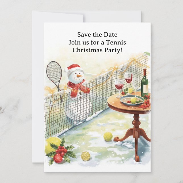 Tennis-jul med Snögubbe Inbjudningar (Framsida)