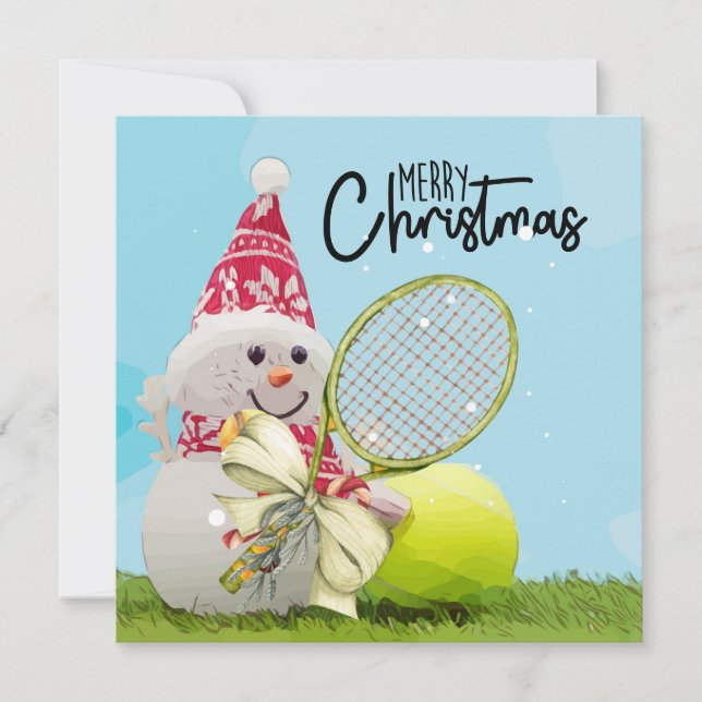 Tennis-jul med Snögubbe och Tennis boll Card (Framsida)