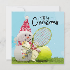 Tennis-jul med Snögubbe och Tennis boll Card