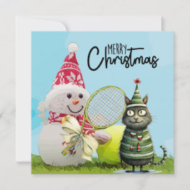 Tennis-jul med Snögubbe och Tennis boll Card