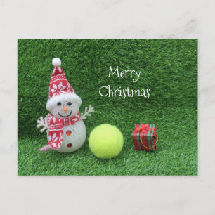 Tennis-jul med Snögubbe och tennis boll Vykort