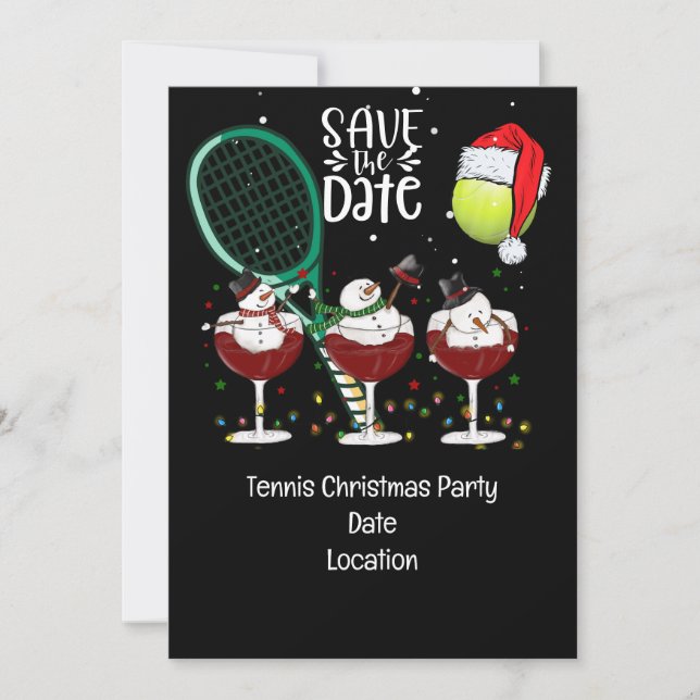 Tennis-jul med Snögubbe Santa Hat Inbjudningar (Framsida)