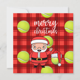 Tennis-jul med tennis boll Jultomten Car Kort