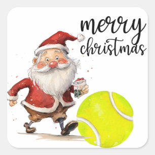Tennis-jul med tennis boll Jultomten Fyrkantigt Klistermärke