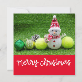 Tennis-jul med tennis boll med Snögubbe Julkort