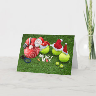Tennis-jul med tennis boll och Jultomten Helgkort