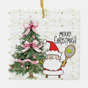 Tennis-jul med tennis boll och Jultomten Julgransprydnad Keramik