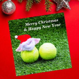 Tennis-jul med tennis boll och Jultomten Julkort