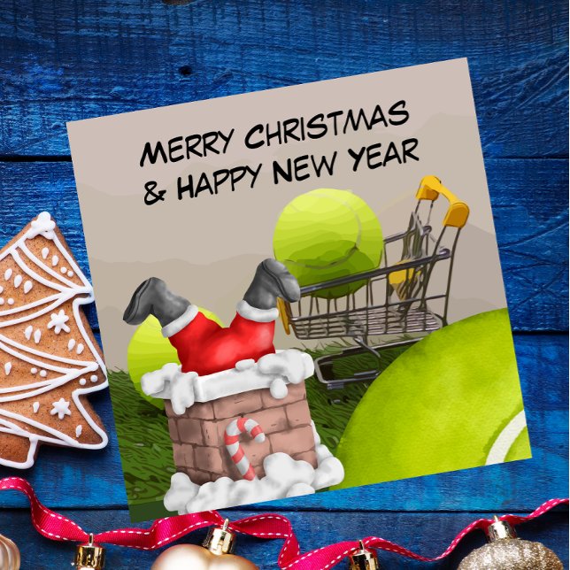 Tennis-jul med tennis boll och Jultomten Julkort (Skapare uppladdad)