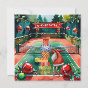 Tennis-jul med tennis boll och Jultomten Julkort