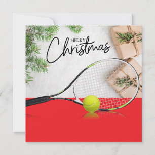 Tennis jul med tennis boll och racket julkort