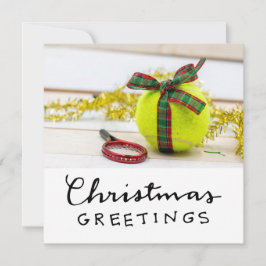 Tennis jul med tennis boll och racket julkort