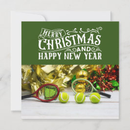 Tennis jul med tennis boll och racket julkort