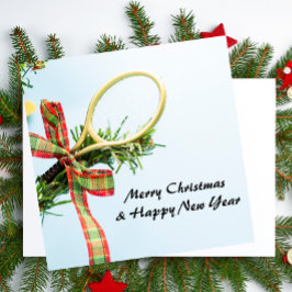 Tennis jul med tennis boll och racket julkort