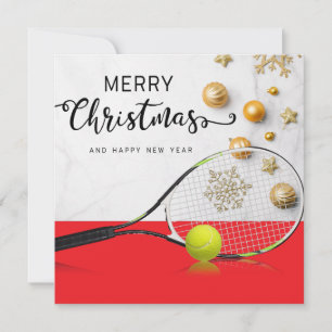 Tennis jul med tennis boll och racket julkort