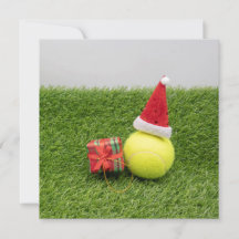 Tennis-jul med tennis boll och Santa hat