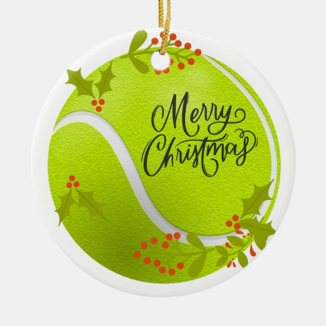 Tennis-jul med tennis boll och Santa Julgransprydnad Keramik (Framsidan)
