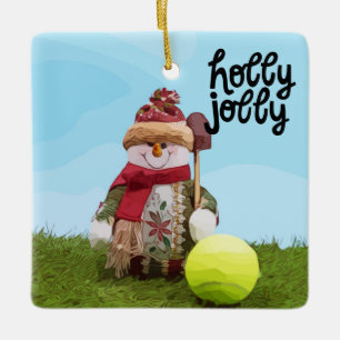 Tennis-jul med tennis boll och Snögubbe Julgransprydnad Keramik