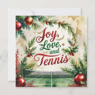 Tennis jul med tennisboll och racket julkort