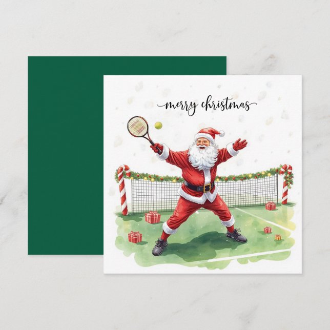 Tennis jul med tomte julkort (Fram/baksida)
