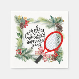 Tennis Jul och New Year Player-vattenfärg Pappersservett
