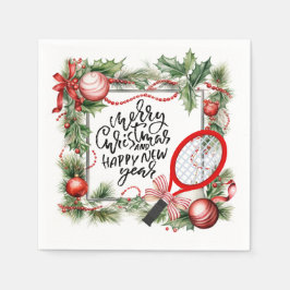 Tennis Jul och New Year Player-vattenfärg Pappersservett