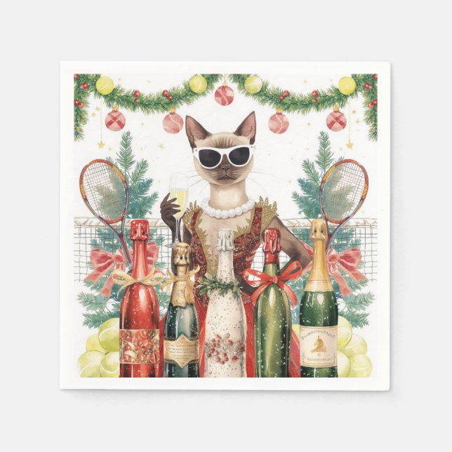 Tennis jul Party med Cat Players Pappersservett (Framsidan)