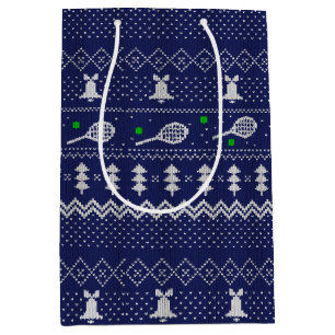 Tennis jul Sweater Knkunnig Mönster Blue