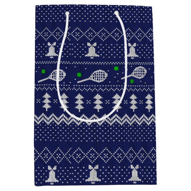 Tennis jul Sweater Knkunnig Mönster Blue (Framsidan)