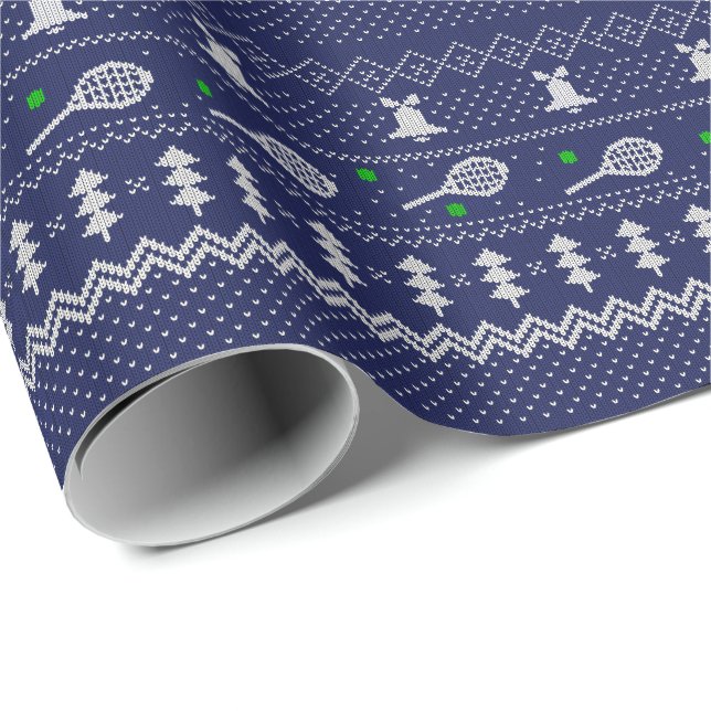 Tennis jul Sweater Knkunnig Mönster Blue Julafton Presentpapper (Rullad Hörn)