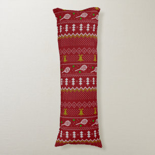 Tennis jul Sweater Knkunnig Mönster Red Julafton Kroppskudde
