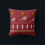 Tennis jul Sweater Knkunnig Mönster Red Julafton Kudde<br><div class="desc">Varma och mysiga vinterdagar och vinternätter illustrerar på ett sätt som ger en klassisk, ful julsvett med tennisracketar och grönt tennis bollar, jingle klockor, fir träd och snöflingor. Minimalistisk festiv mönster-svettare i Julafton i ljusblått och vitt för tennisspelare. Tunnnis Jul mönster svettare. Tennis Julafton design. Skandi tennis jul Noel-presenter. Nordiska...</div>